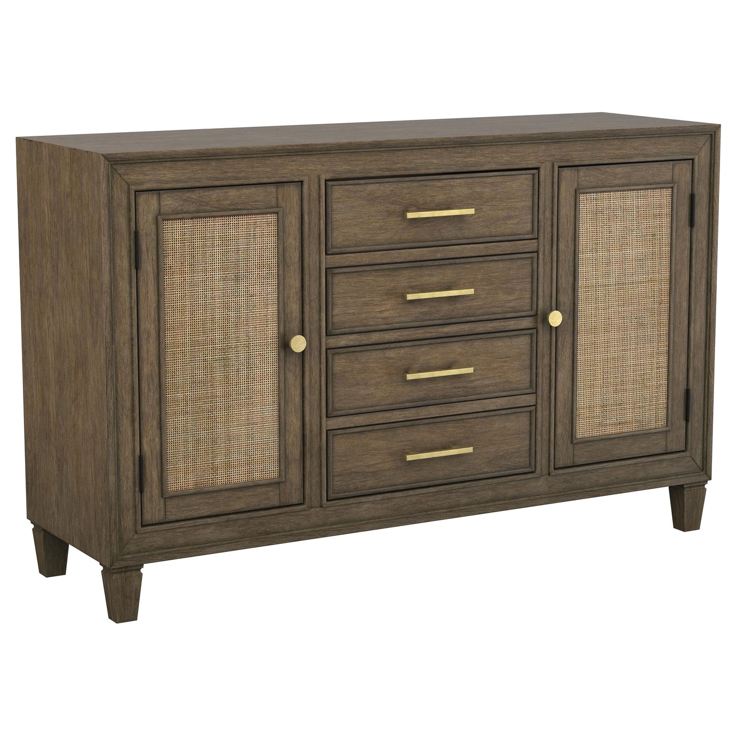 Matisse 4-drawer Dining Sideboard Buffet Cabinet with Rattan Cabinet Doors Brown