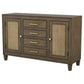 Matisse 4-drawer Dining Sideboard Buffet Cabinet with Rattan Cabinet Doors Brown