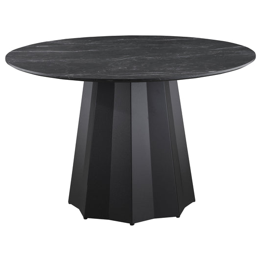 Camden Round 48-inch Faux Marble Top Dining Table Black