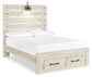 Cambeck Queen Panel Bed with 2 Storage Drawers with Mirrored Dresser, Chest and 2 Nightstands