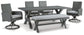 Elite Park Outdoor Dining Table and 4 Chairs and Bench