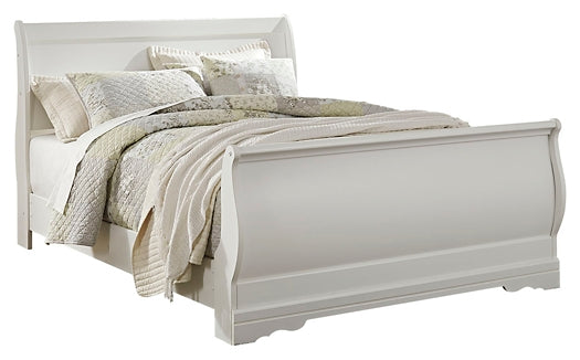 Anarasia Queen Sleigh Bed with Mirrored Dresser, Chest and 2 Nightstands