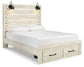 Cambeck Queen Panel Bed with 2 Storage Drawers with Mirrored Dresser and 2 Nightstands