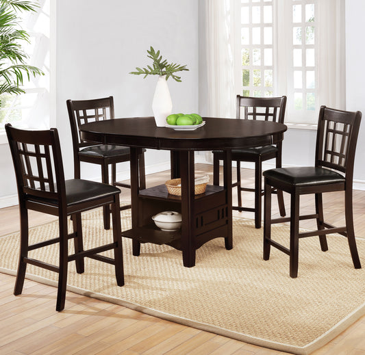 Lavon 5-piece Counter Height Dining Room Set Espresso and Black