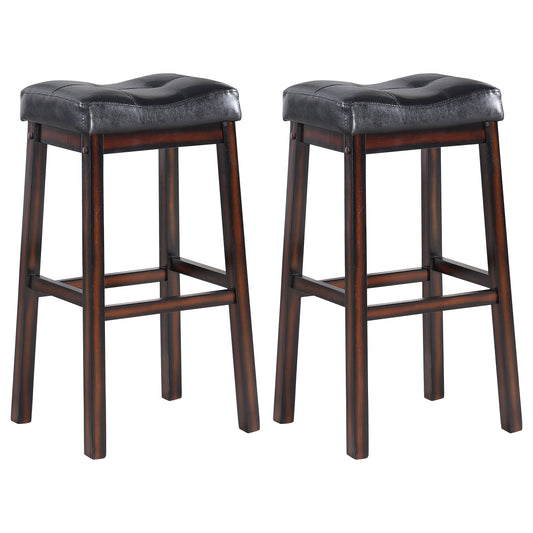 Donald Upholstered Bar Stools Black and Cappuccino (Set of 2)