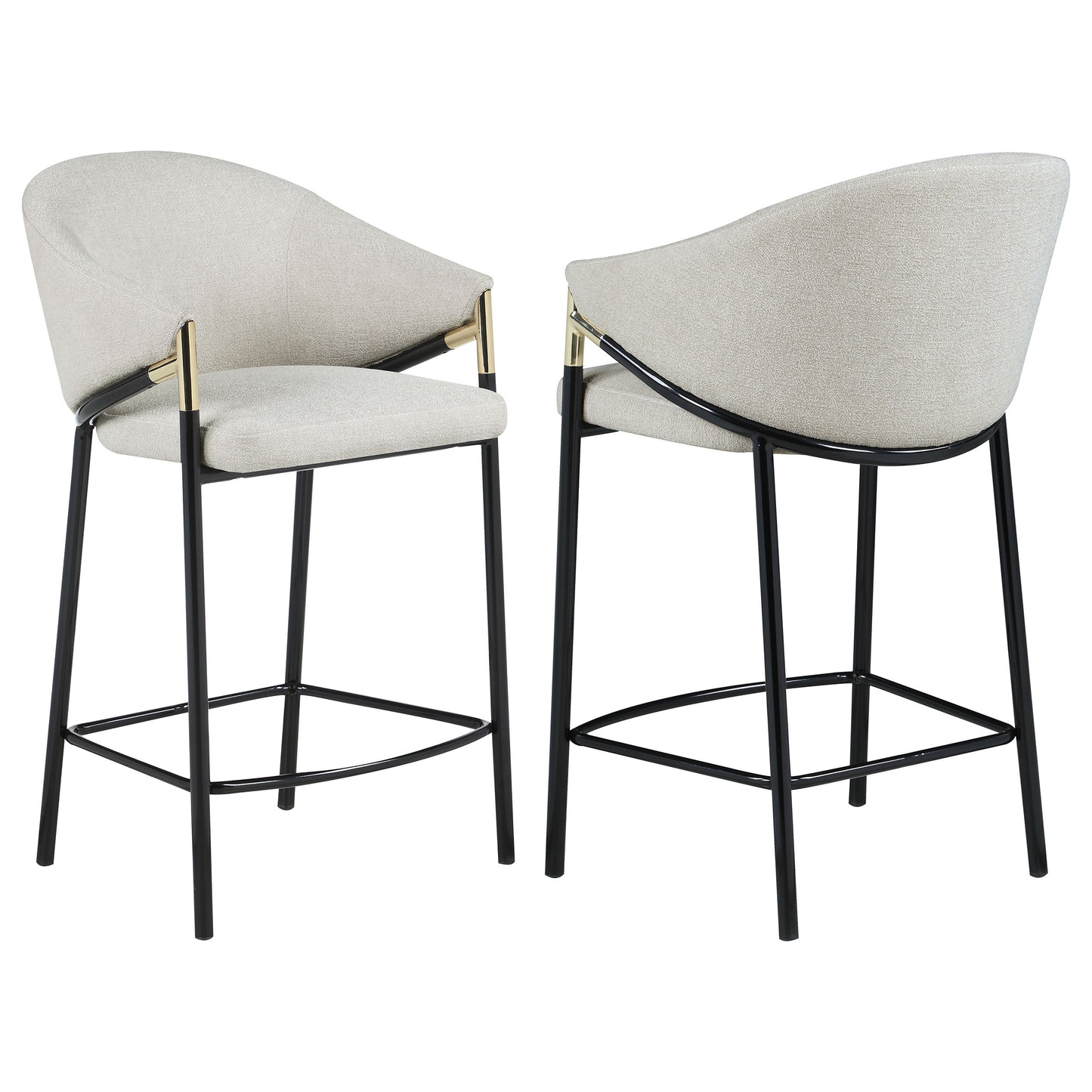 Chadwick Sloped Arm Counter Height Stools Beige and Glossy Black (Set of 2)