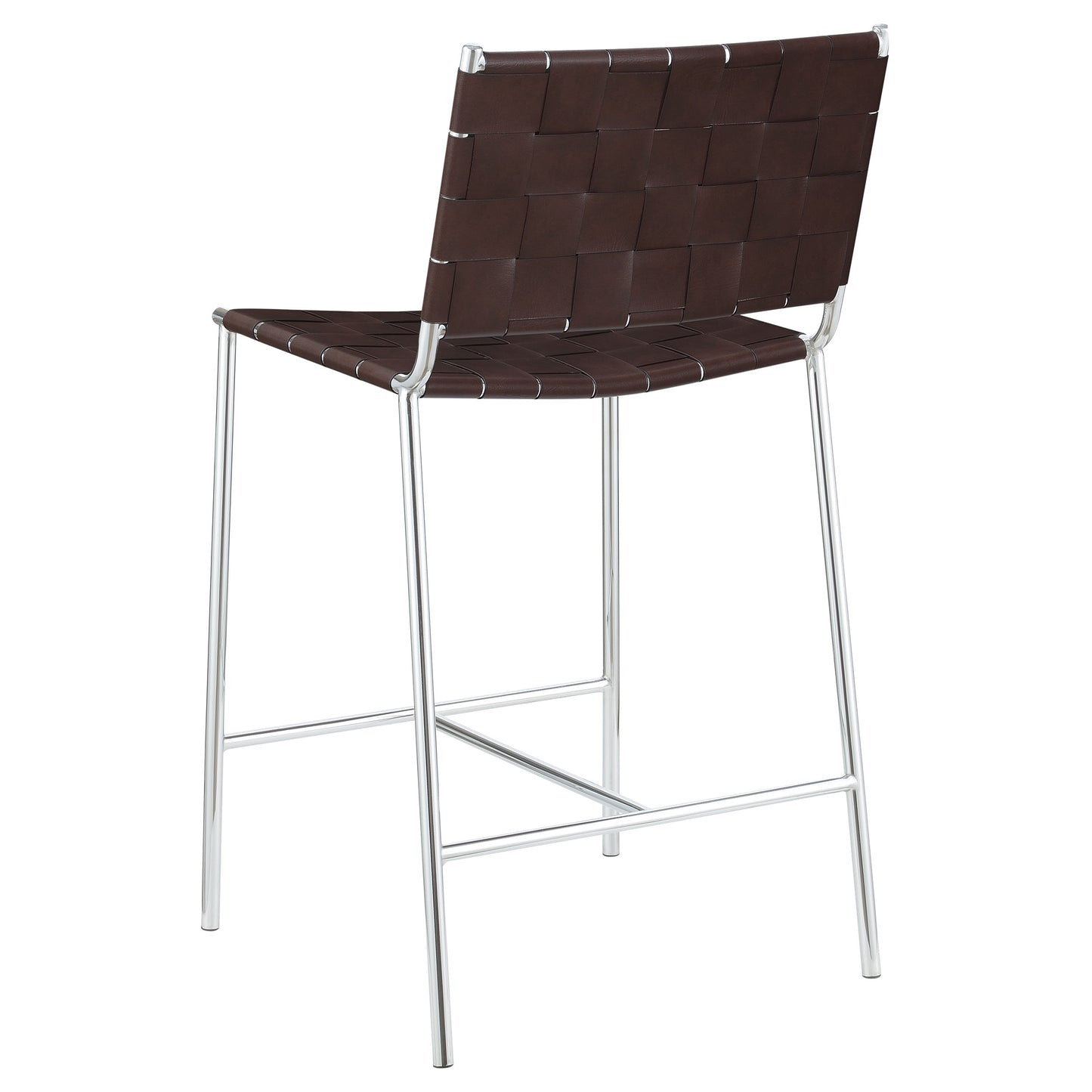 Adelaide Upholstered Counter Height Stool with Open Back Brown and Chrome