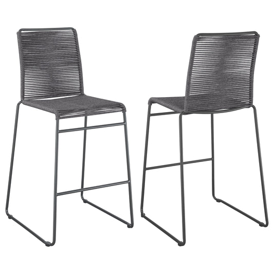 Jerome Upholstered Bar Stools with Footrest (Set of 2) Charcoal and Gunmetal