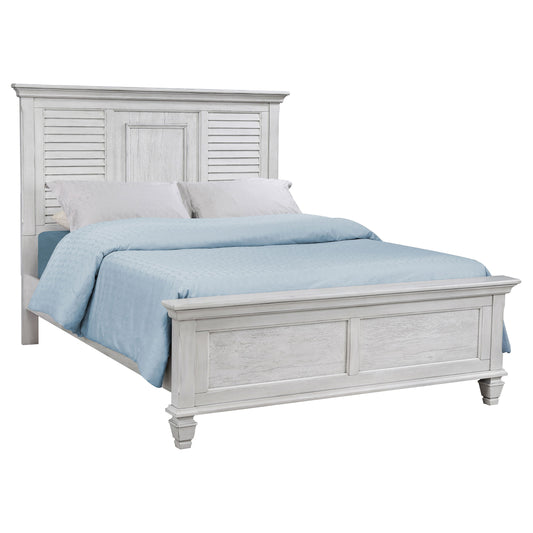 Franco Wood Queen Panel Bed Distressed White