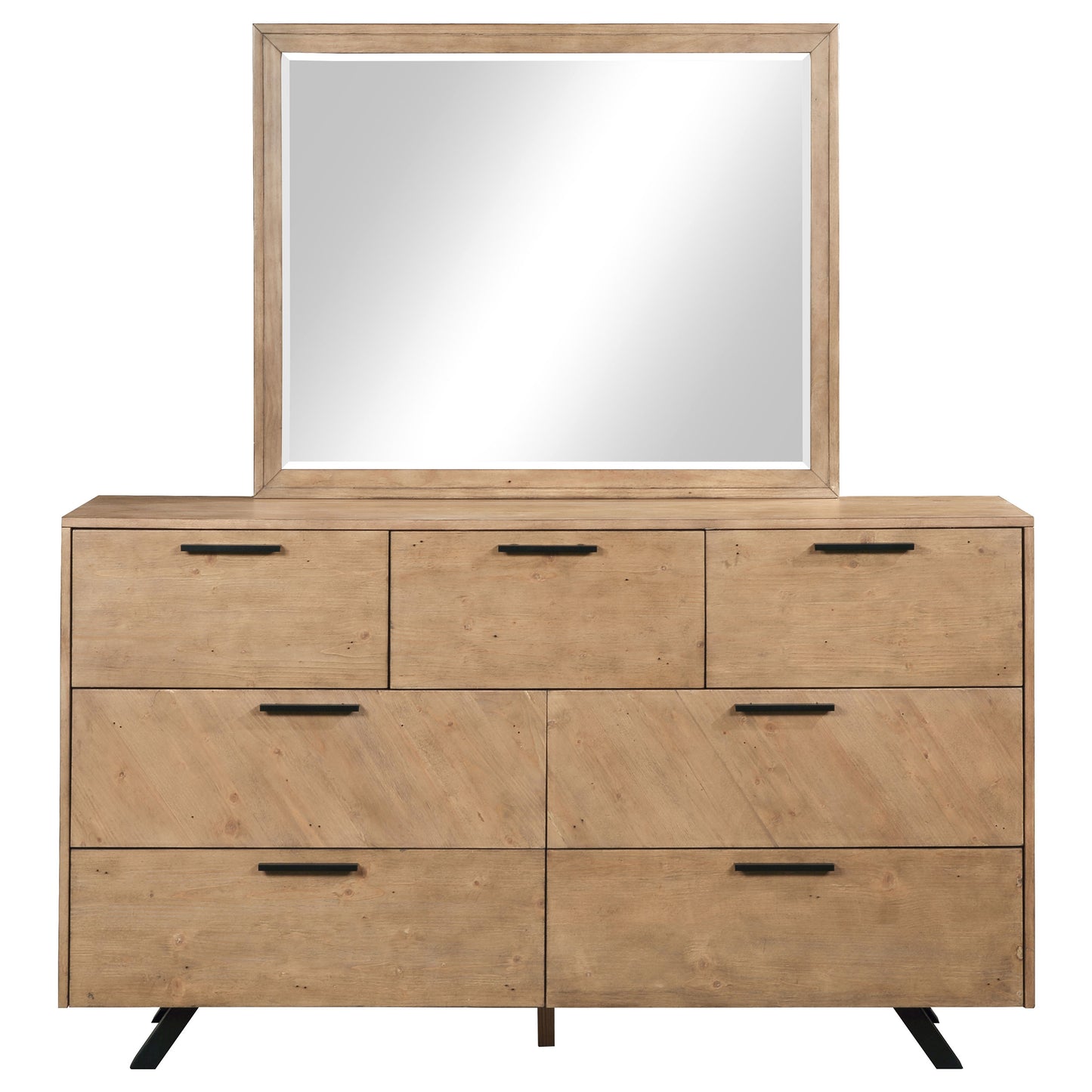 Taylor 7-drawer Rectangular Dresser with Mirror Light Honey Brown