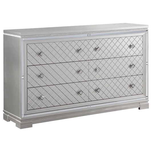 Eleanor Rectangular 6-drawer Dresser Metallic
