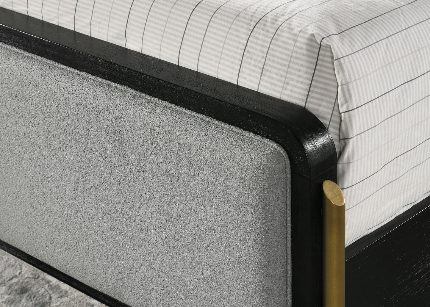 Arini Upholstered Queen Panel Bed Black and Grey