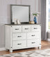 Lilith 7-drawer Dresser with Mirror Distressed Grey and White