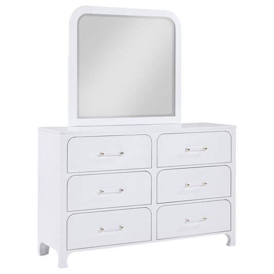 Anastasia 6-drawer Bedroom Dresser with Mirror Pearl White