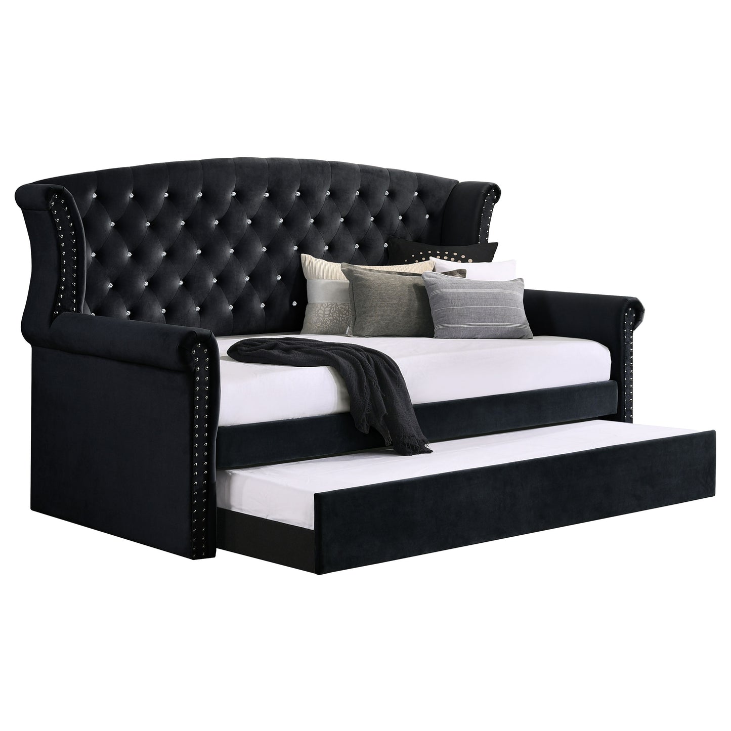 Scarlett Upholstered Twin Daybed with Trundle Black