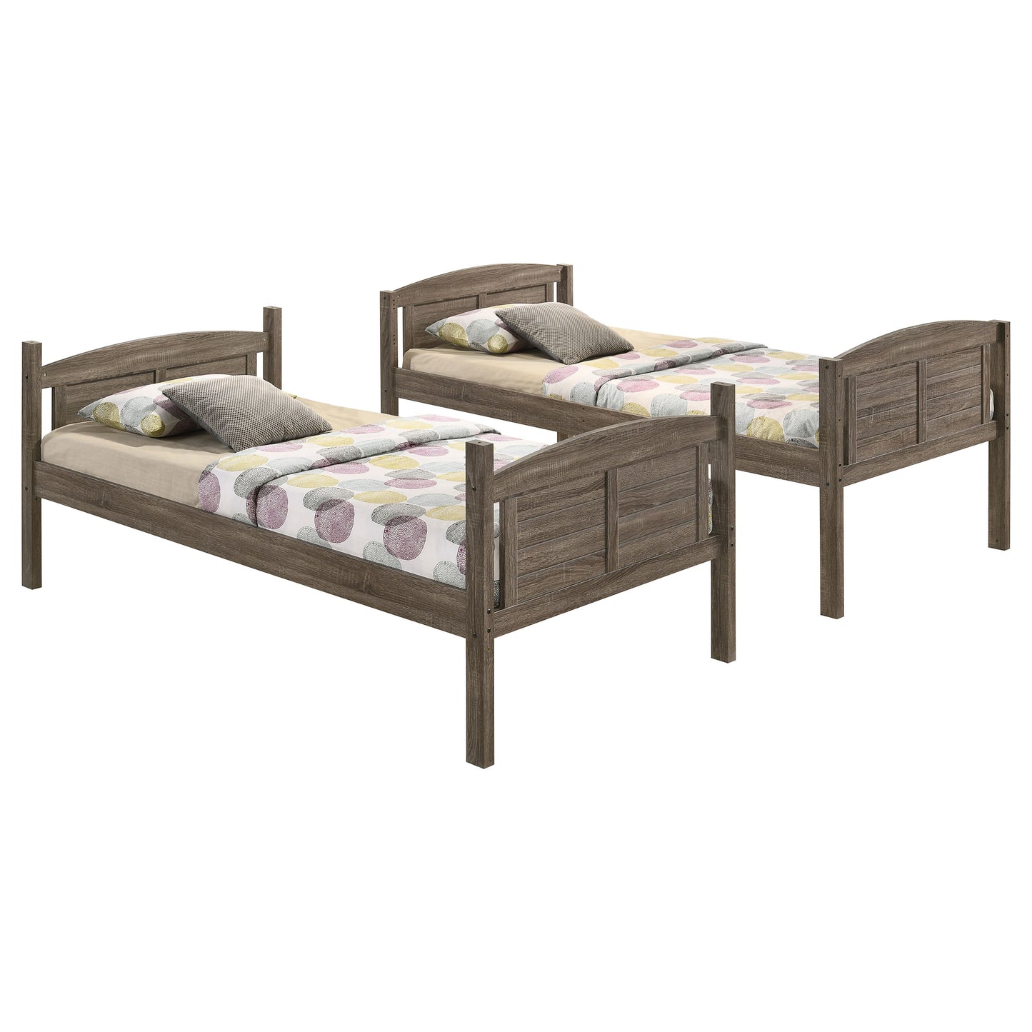 Flynn Wood Twin Over Full Bunk Bed Weathered Brown