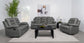 Nova 3-piece Upholstered Motion Reclining Sofa Set Dark Grey