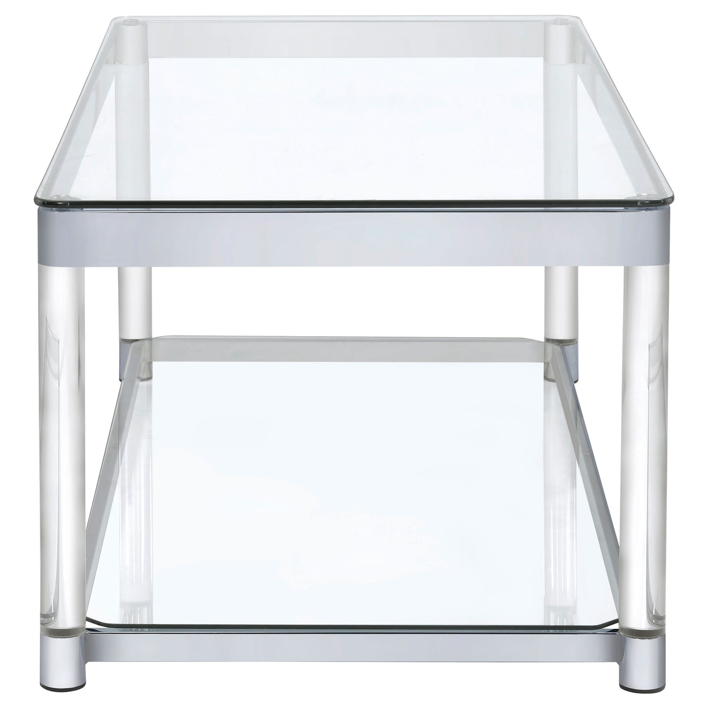 Anne Coffee Table with Lower Shelf Chrome and Clear