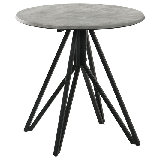 Hadi Round End Table with Hairpin Legs Cement and Gunmetal