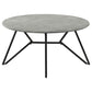 Hadi Round Coffee Table with Hairpin Legs Cement and Gunmetal