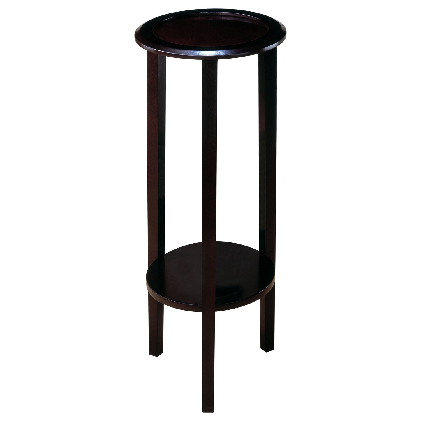 Kirk Round Accent Table with Bottom Shelf Espresso