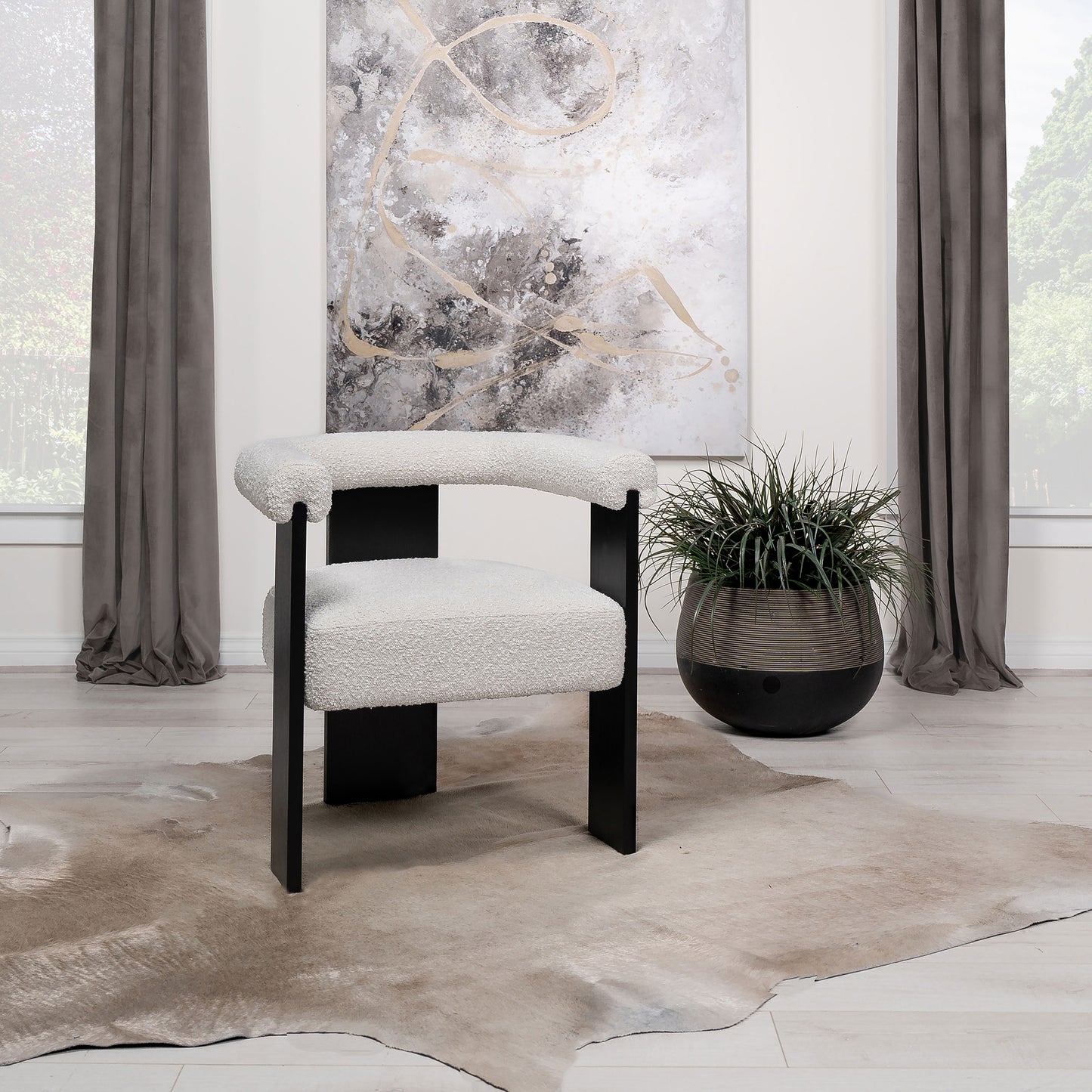 Ramona Boucle Upholstered Accent Side Chair Cream and Black
