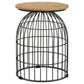 Bernardo Round Accent Table with Bird Cage Base Natural and Gunmetal