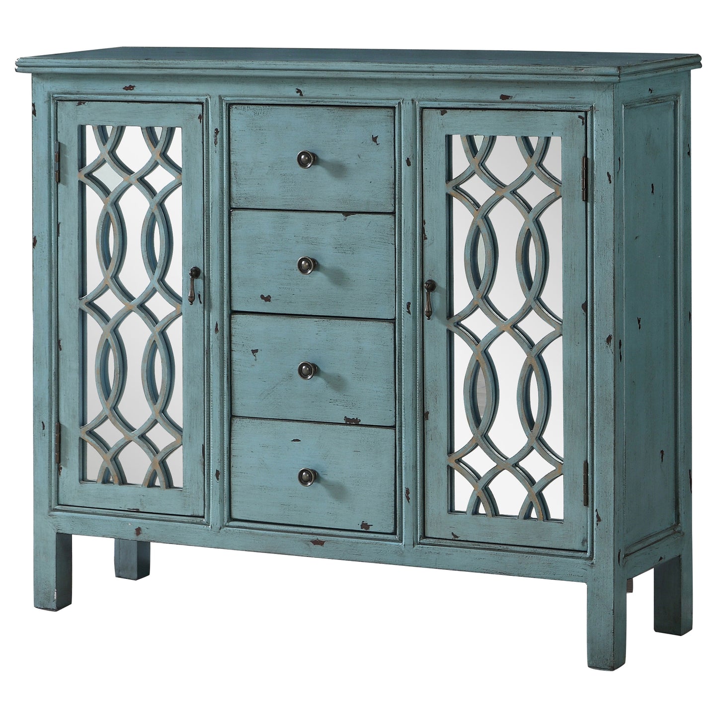 Rue 4-drawer Accent Cabinet Antique Blue