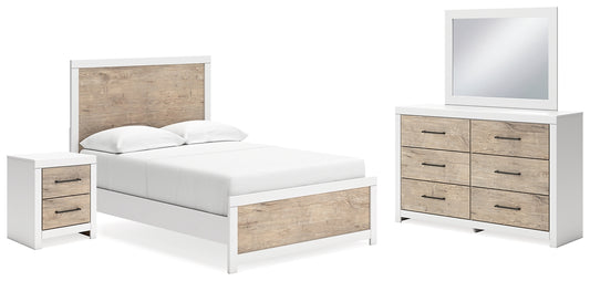 Charbitt Full Panel Bed with Mirrored Dresser and Nightstand